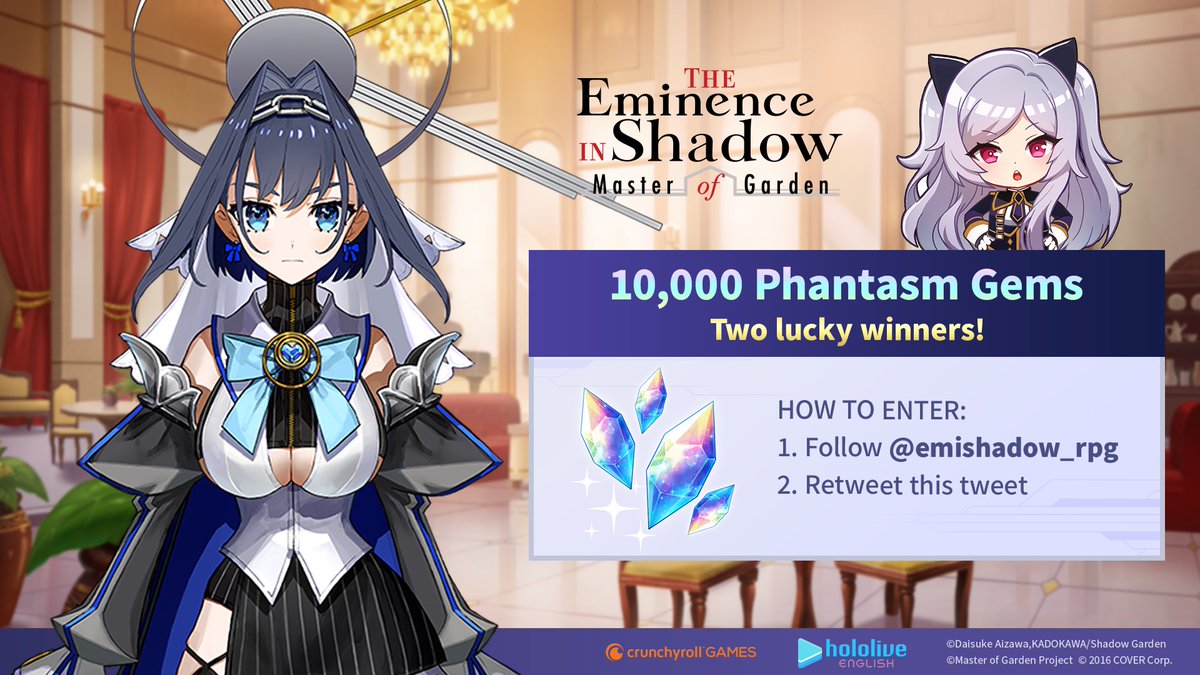 New gacha? Oh boy, time to try it out and see what it's all about. @emishadow_rpg's global launch just happened! Check out (got.cr/eis_kronii) and retweet this post to win 10,000 gems! Rules: got.cr/eis_kroniigems