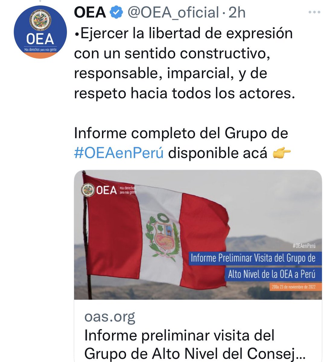 MazaComm's tweet photo. Lo que la prensa CALLA porque no le conviene. La Misión de la OEA en Peru hizo un llamado de atención a la prensa peruana para que haga un periodismo CONSTRUCTIVO, IMPARCIAL y con RESPETO. Suena bien…pero es pedirle demasiado a una prensa tan prostituida como la peruana. https://t.co/oMPvobQCBc