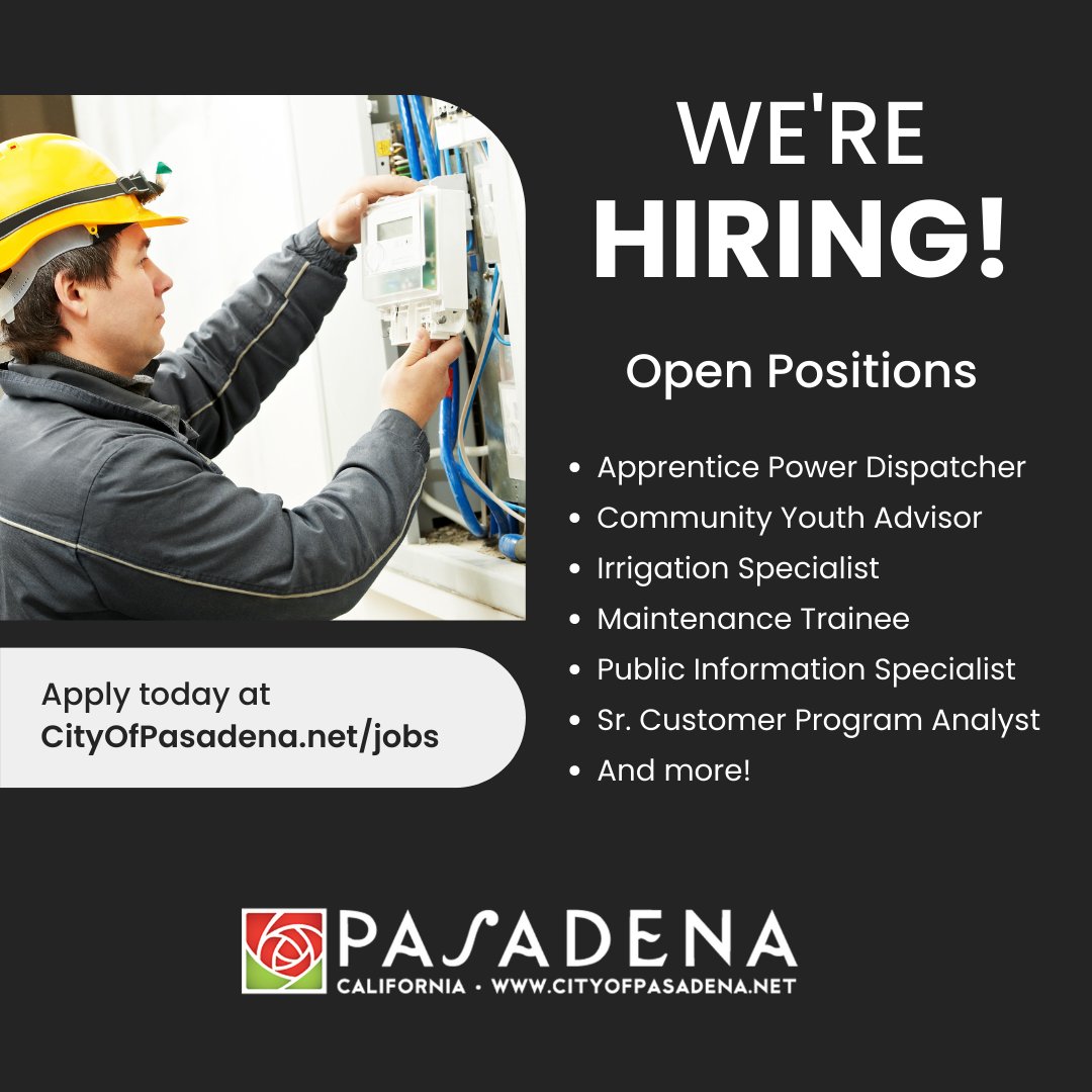 City of Pasadena on Twitter "We're currently recruiting for an
