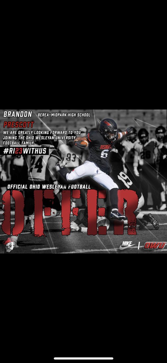 I’m extremely thankful to receive my first offer/roster spot <a href="/OWUBishopFB/">Ohio Wesleyan Football</a> <a href="/CoachTomWatts/">Tom Watts</a> <a href="/BDHeinemann/">Bo Heinemann</a> <a href="/Jocko1114/">Jonathan Hunek</a> <a href="/BMHSTitanFB/">Titan Football</a>