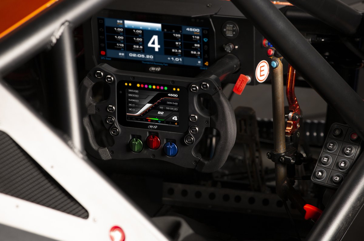 Good things come in pairs. Our SW4 and dash display create a formidable duo for any #racing application. #aimsportsdata #aimsports #datadriven.