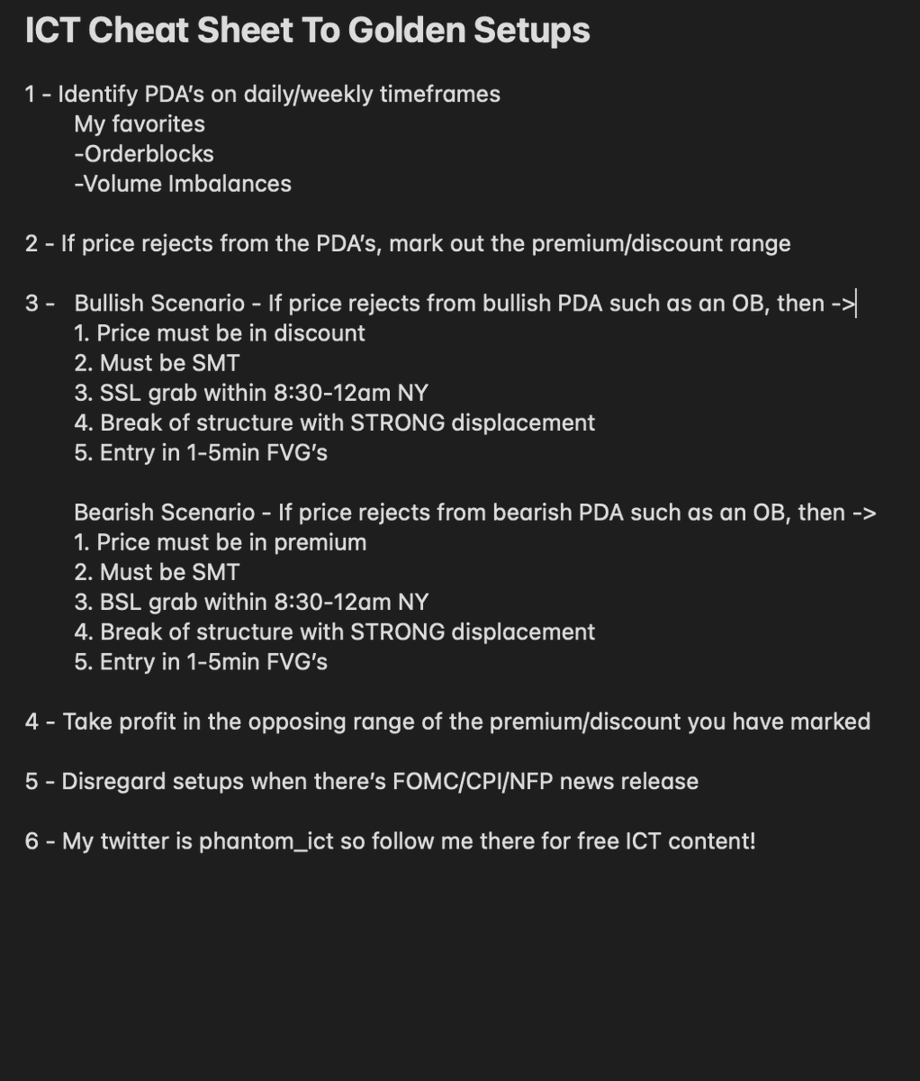 umairs02's tweet photo. Cheat Sheet for ICT Golden Setups! https://t.co/3ZLIOnJkUT