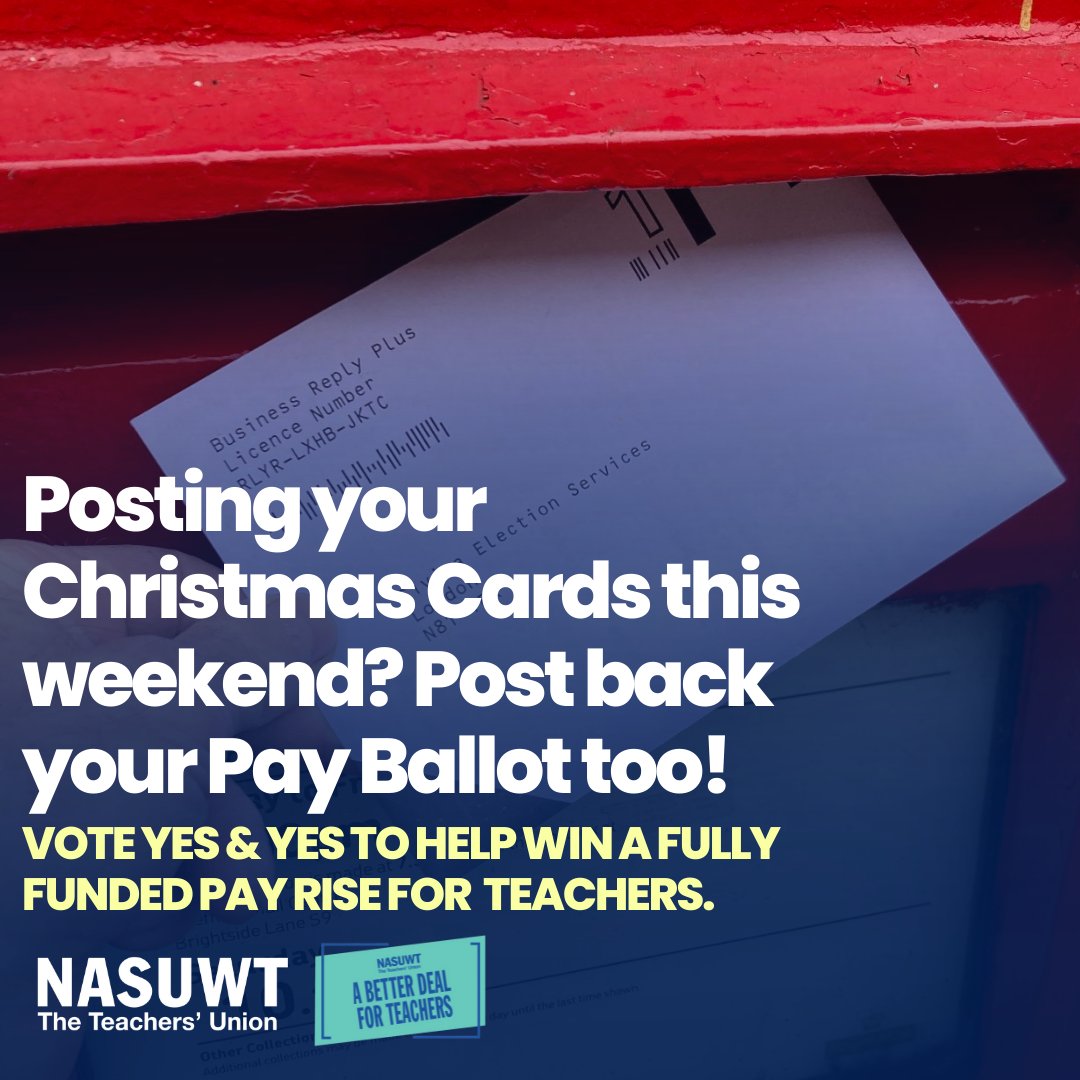NASUWT's tweet photo. It's a busy time of year, but don't forget to vote YES and YES in your ballot for the pay rise you deserve. 

#BetterDealForTeachers https://t.co/wPjHDKDTF9