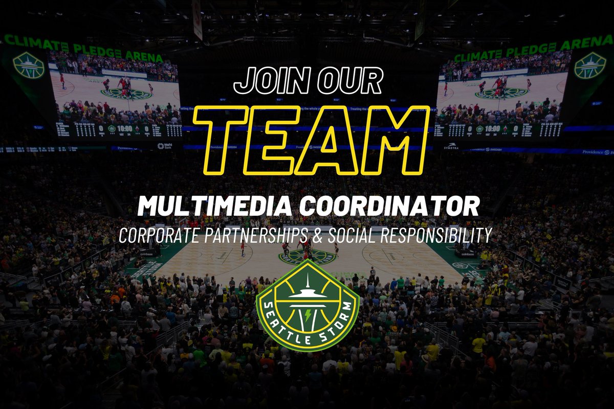 ⛈️ Join our team! ⛈️

We're hiring a Multimedia Coordinator for Corporate Partnerships and Social Responsibility.

Learn more 👉 storm.wnba.com/careers/