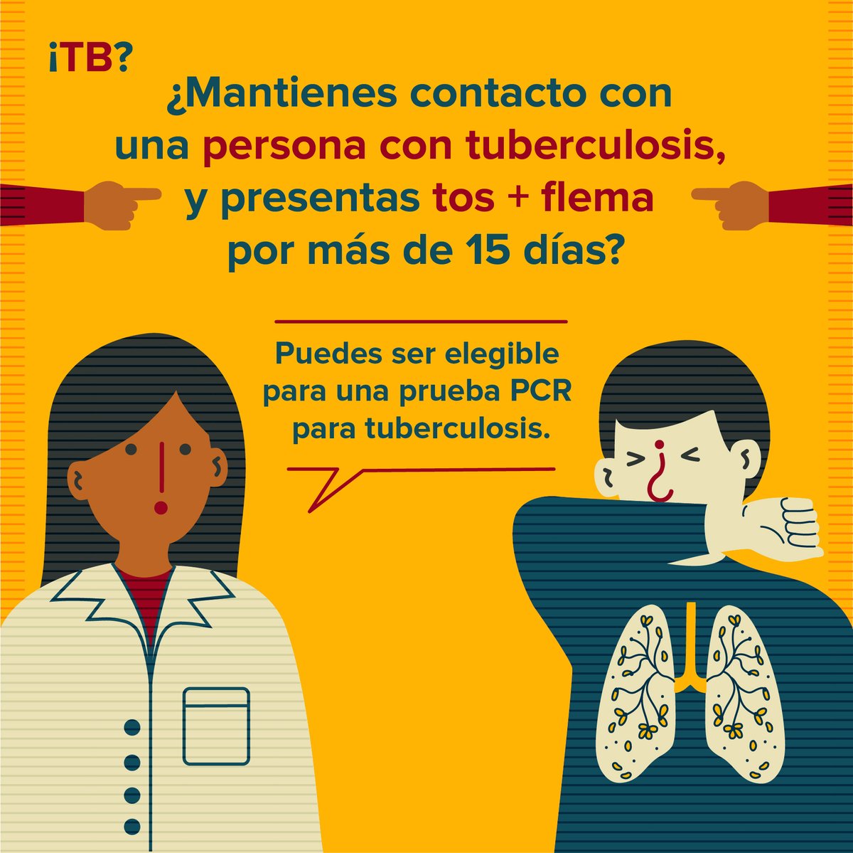 Diagnosticotb's tweet photo. ¿Tienes tos + flema por más de 15 días?
Pregunta si eres elegible para una prueba PCR para tuberculosis.
#EndTB #tuberculosis #tuberculosistreatment https://t.co/C8kMpt7Mr2