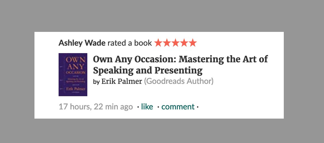 OwnAnyOccasion's tweet photo. A nice review! Want a free copy of the book? #speaking #presentation https://t.co/guMtJmc0zN