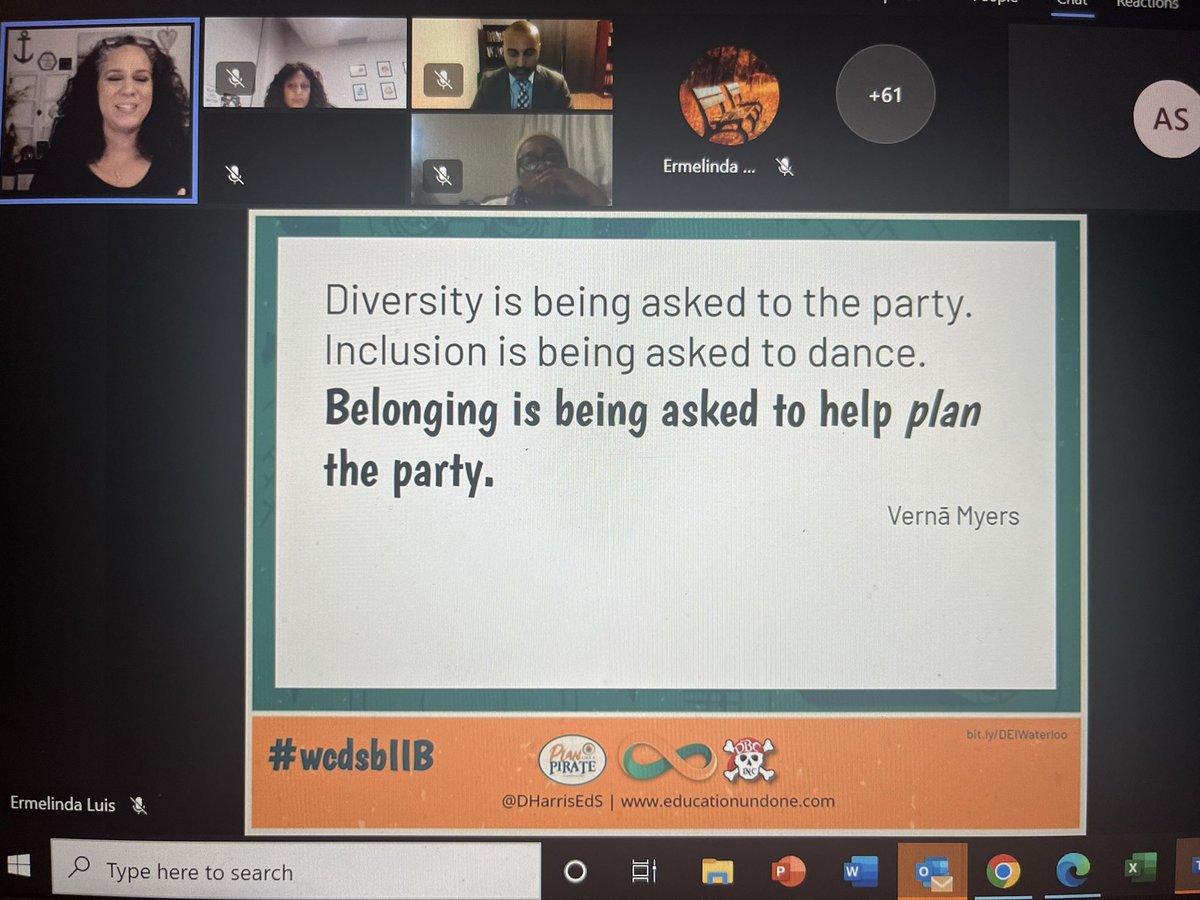 Thanks <a href="/DHarrisEdS/">Dawn M. Harris MEd, EdS</a> for sharing thoughts and provoking conversation &amp; reflection on intentional inclusion and belonging! #wcdsbIIB
