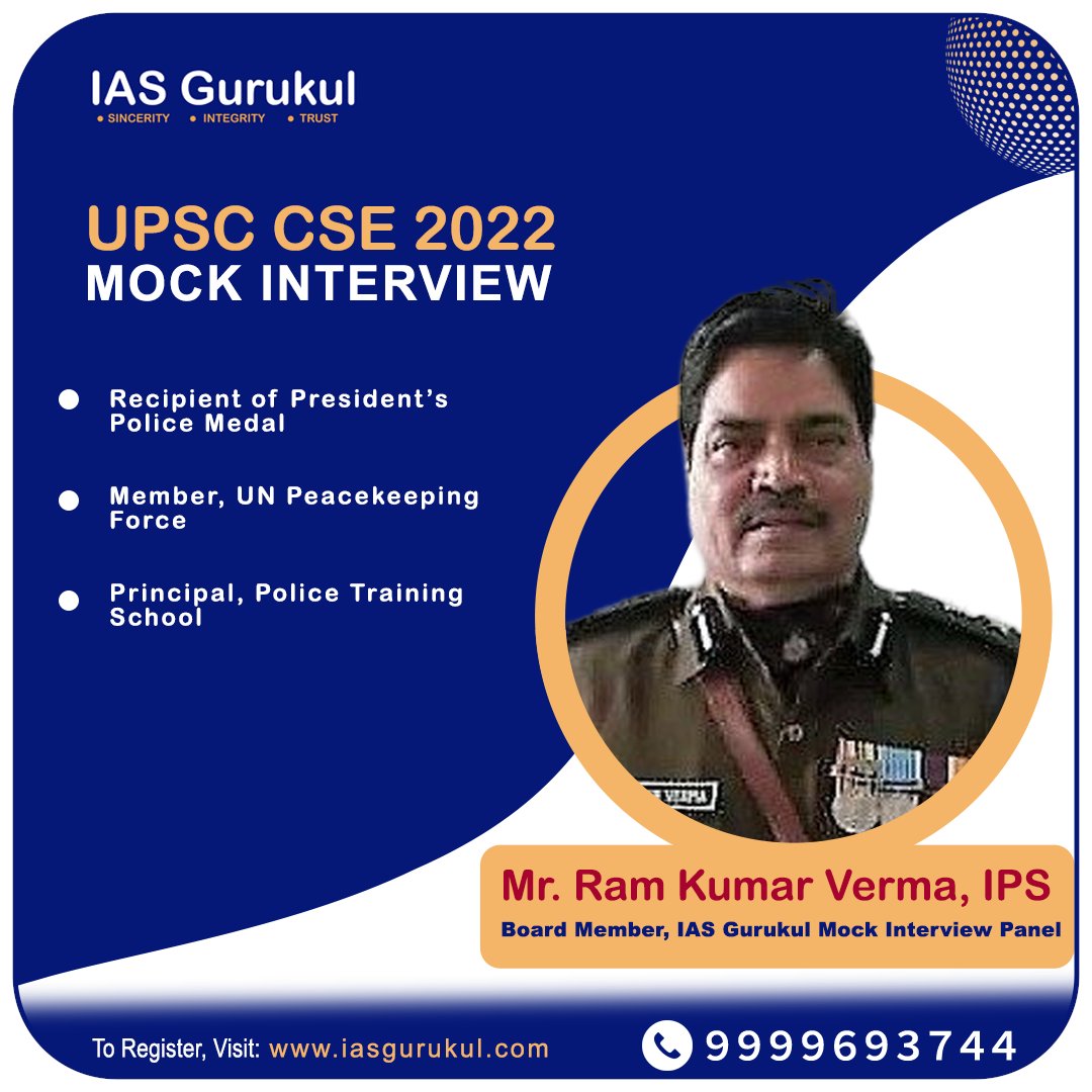 iasgurukul's tweet image. Mr. Ram Kumar Verma, IPS
Member of IAS Gurukul mock interview panel

#upscmockinterview #iasmockinterview #upsccseinterview2022