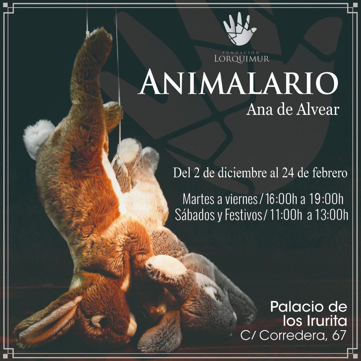 Esta tarde se inaugura "Animalario" en el Palacio de los Irurita, un proyectó expositivo de Ana de Alvear, artista española con la que queremos hacer hincapié en la imperiosa necesidad de preservar el medio natural a través de la obra de la artista en dos .