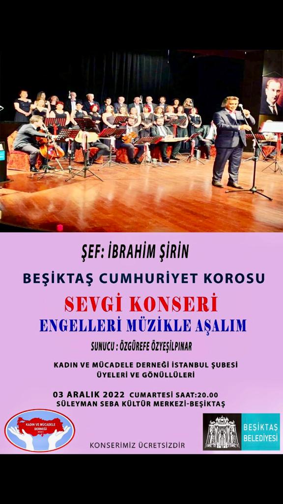 3 Aralık saat 20.00 Engelliler için düzenlediğimiz konserimize bekliyoruz.
Engelleri sevgiyle aşalım.
Ücretsizdir.