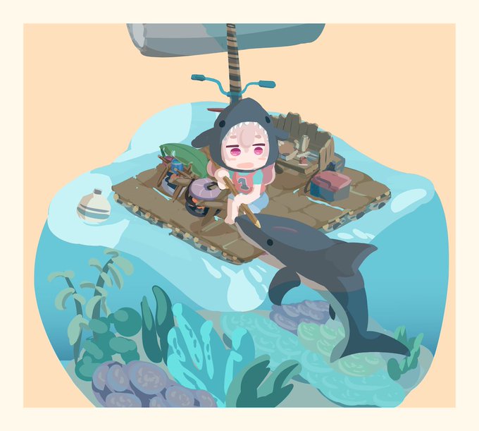 「女の子 鮫」のTwitter画像/イラスト(新着)｜2ページ目