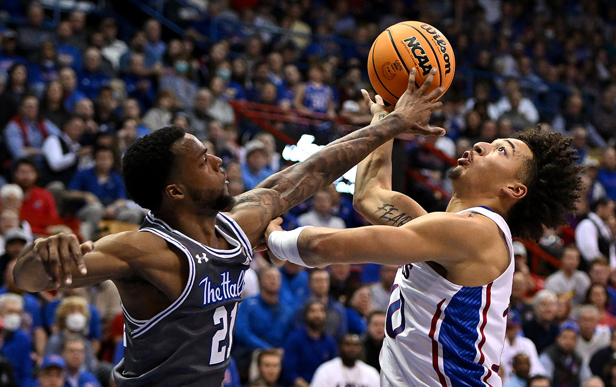 KU dominates Seton Hall from the tip Thursday night and wins easily, 91-65. Next up is MU, when the Border War resumes Dec. 10, in Columbia. Follow The Star's coverage. <a href="/KCStar/">The Kansas City Star</a> #KU #NCAABBALL #Bill Self #Jayhawks
