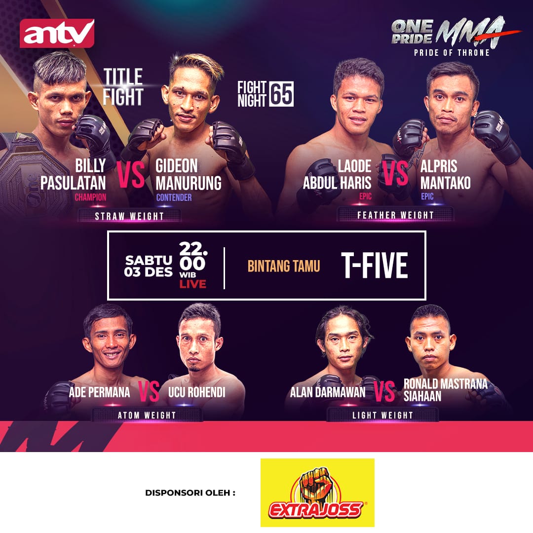 ANTVOfficial_'s tweet photo. Pertarungan di atas Oktagon akan memanas🔥 

Saksikan ONE PRIDE MMA Sabtu, 3 Desember 2022 hanya di ANTV Rame

HOME OF REAL FIGHTERS‼️

Acara ini disponsori oleh @extrajoss_id 

#OnePrideMMA #FightNight65 #ANTVRame https://t.co/RSRYUjUYdt