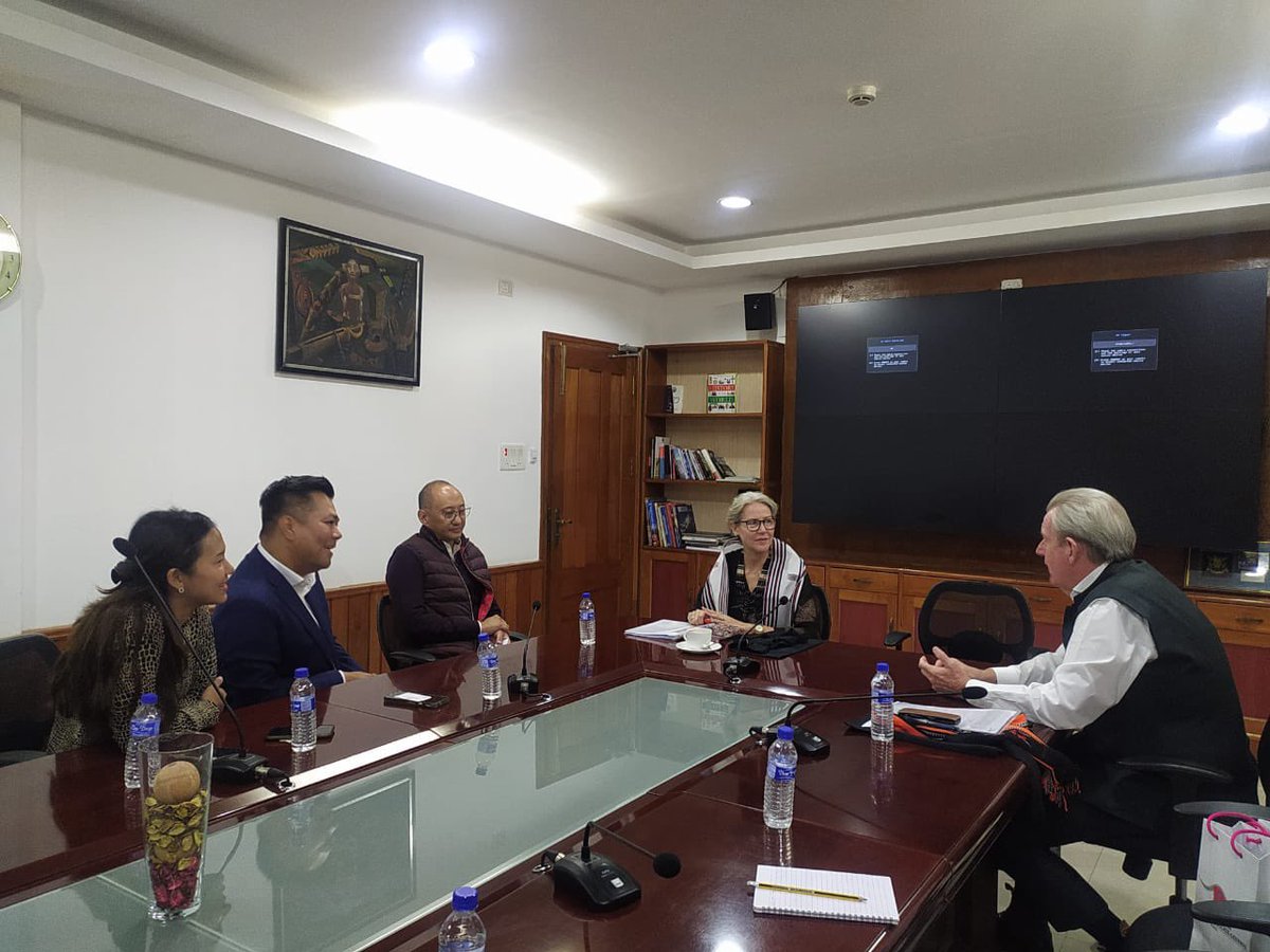 AusHCIndia's tweet photo. It is always a pleasure to meet & interact with Australian alumni wherever I travel in India. Enjoyed hearing from Kevisato Sanyu, @NagaEdOfficial and Chabuo Rio about their time in Australia, their #StudyinAus experience & how it continues to influence their lives. https://t.co/JGYt2FANeF