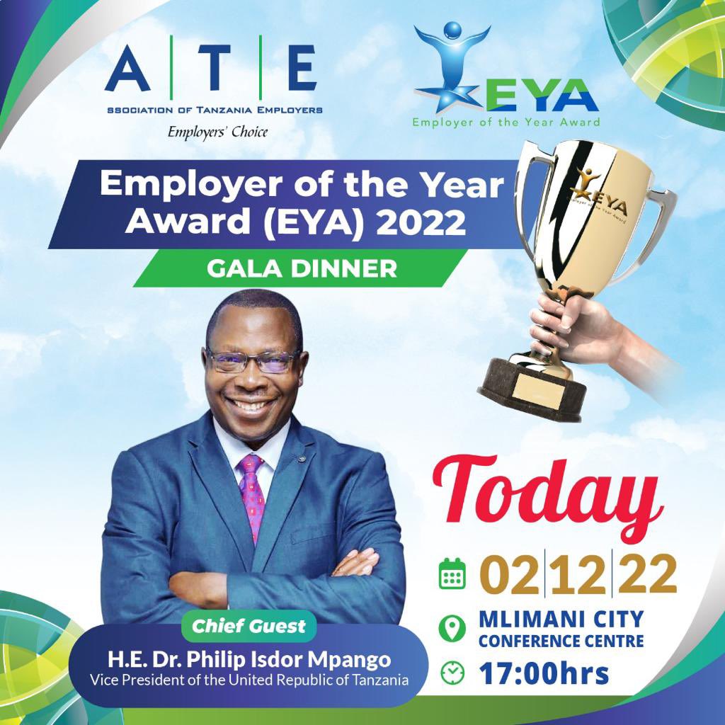The day that we all have been waiting for is finally here. Today the history will be written again for all employers who will be awarded "Employer of the Year Award" #EYA2022. Let's meet at Mlimani City Conference to write this history together. #ATETanzania