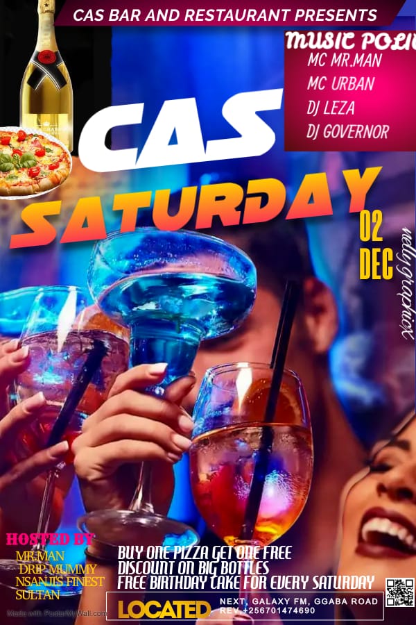 kamoga_pius's tweet photo. Tomorrow is the day lord has made we all be there at @cas_casana for a joyful weekend
Remember big bottles are discouted 20% and you buy one pizza at 25k get one for free #CasSaturday #CasBar https://t.co/MRKkQdJA1G