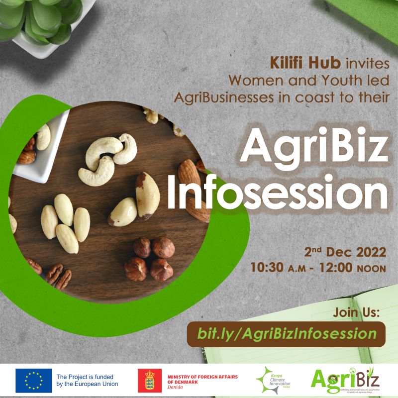 Kilifi Hub info session!

Are you a youth or woman from the coastal region owning an agribusiness? Would you like to learn more about the #AgriBiz programme with interest in how to apply to the 4th cohort?

We have an info session!

Register here: bit.ly/AgriBizInfoses…