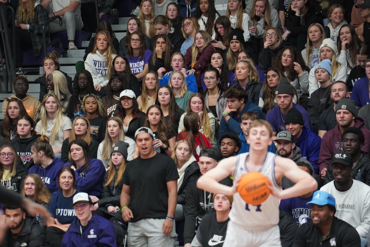 WinonaStateATH's tweet image. Winona State MBB || Bonus Tweet...tip of the Warrior helmet to the @WinonaStateMBB student section this evening...Great atmosphere in McCown tonight! We love to watch Warriors watching our Warriors compete! #GraduateChampions #WSUWarriorProud