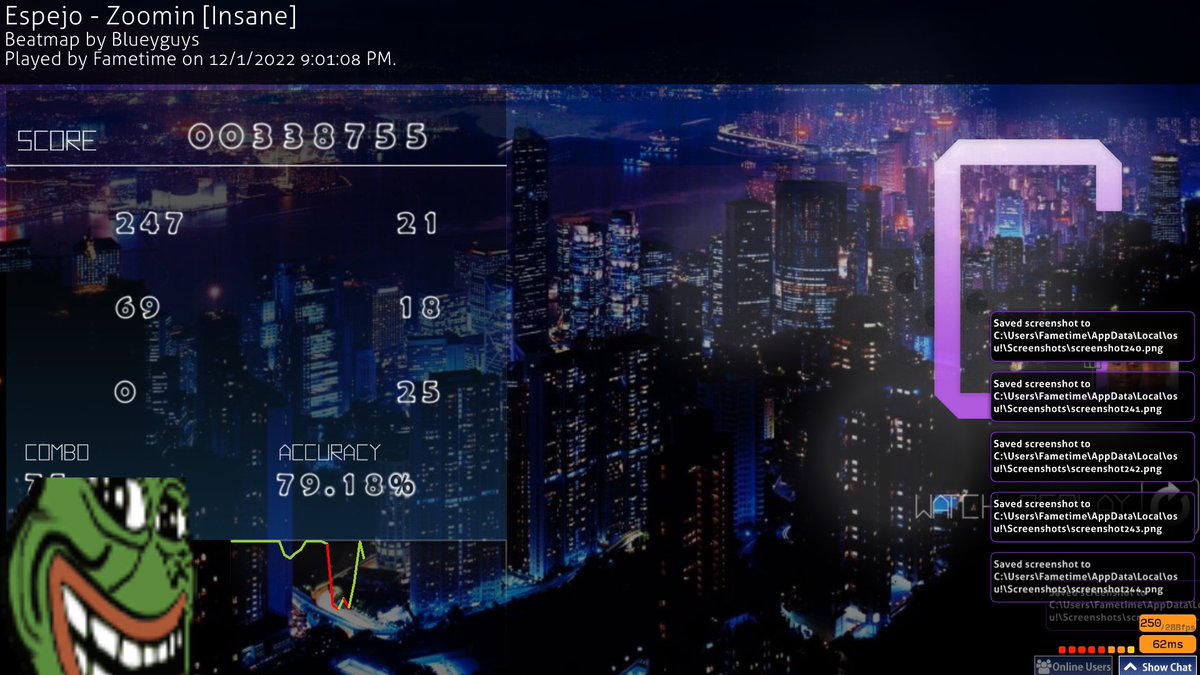 handsomewrld's tweet image. 8.6⭐️ Fametime | Espejo - Zoomin [Insane] +HDDT 79.18% 25❌ (FIRST DT PASS) - osu!
