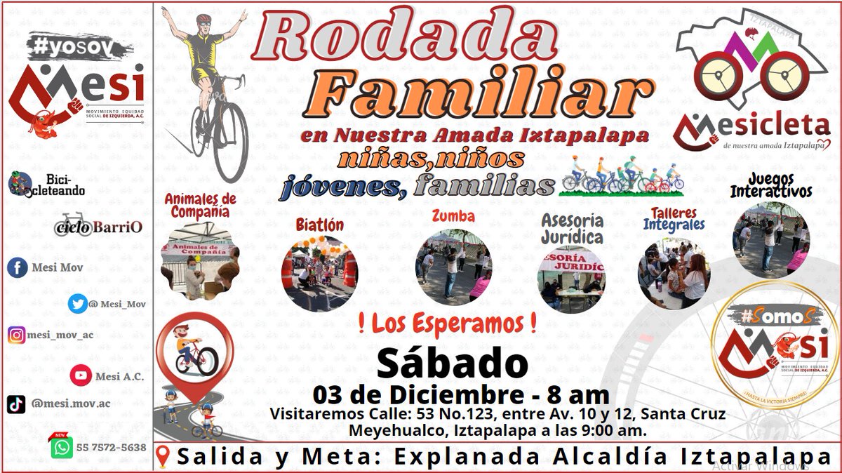 Mesi_Mov's tweet photo. Amig@s de @Alc_Iztapalapa
Este sábado continúa con Gran #Éxito nuestra #RodadaFamiliar y las actividades en tu #Colonia visitaremos Santa Cruz Meyehualco con servicios
- #Integrales
- #Asesoría Jurídica
- #Biatlon
- #AnimalesDeCompañia
@Claudiashein @ClaraBrugadaM @martibatres https://t.co/lPMIEv4y13