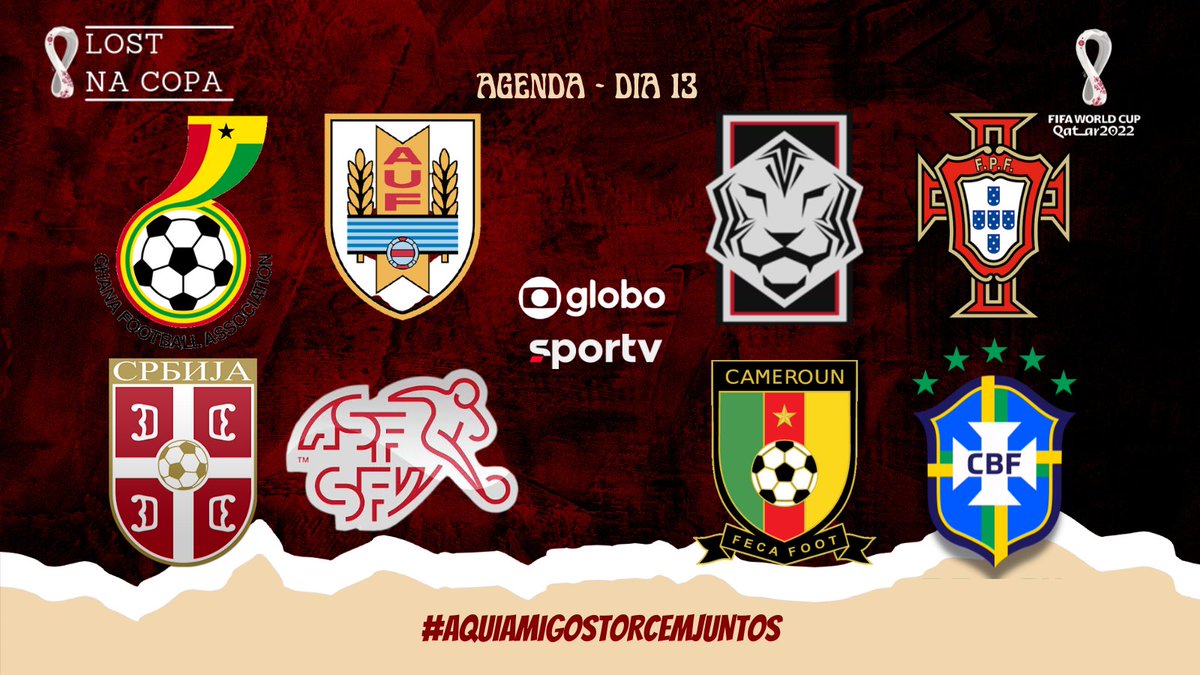 LostInMorumbi's tweet photo. Última rodada para os últimos grupos da Copa!

É dia de Emoção! É dia de Brasil!
E dia de conhecer o seu adversário nas Oitavas de Final! Gana ou Uruguai? 

Confira os jogos do dia 13 da Copa.

#AquiAmigosTorcemJuntos
#SPFC https://t.co/lnxPQV7Qho