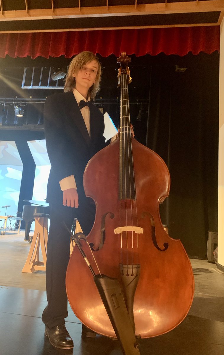 BridgetManock's tweet photo. Enjoyed a lovely holiday concert ⁦⁦@ChaparralSUSD⁩ orchestra this evening with my son the bass player extraordinaire! 🎶 https://t.co/lbwZDOgW3R