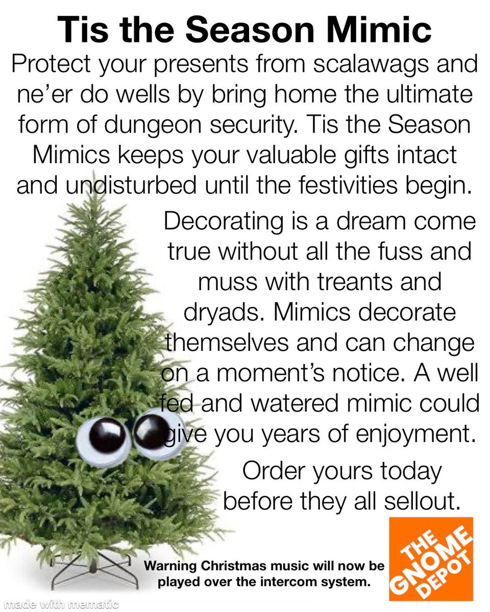 Tis the Season Mimic #gnomedepot #dnd #dndmemes #dnditems