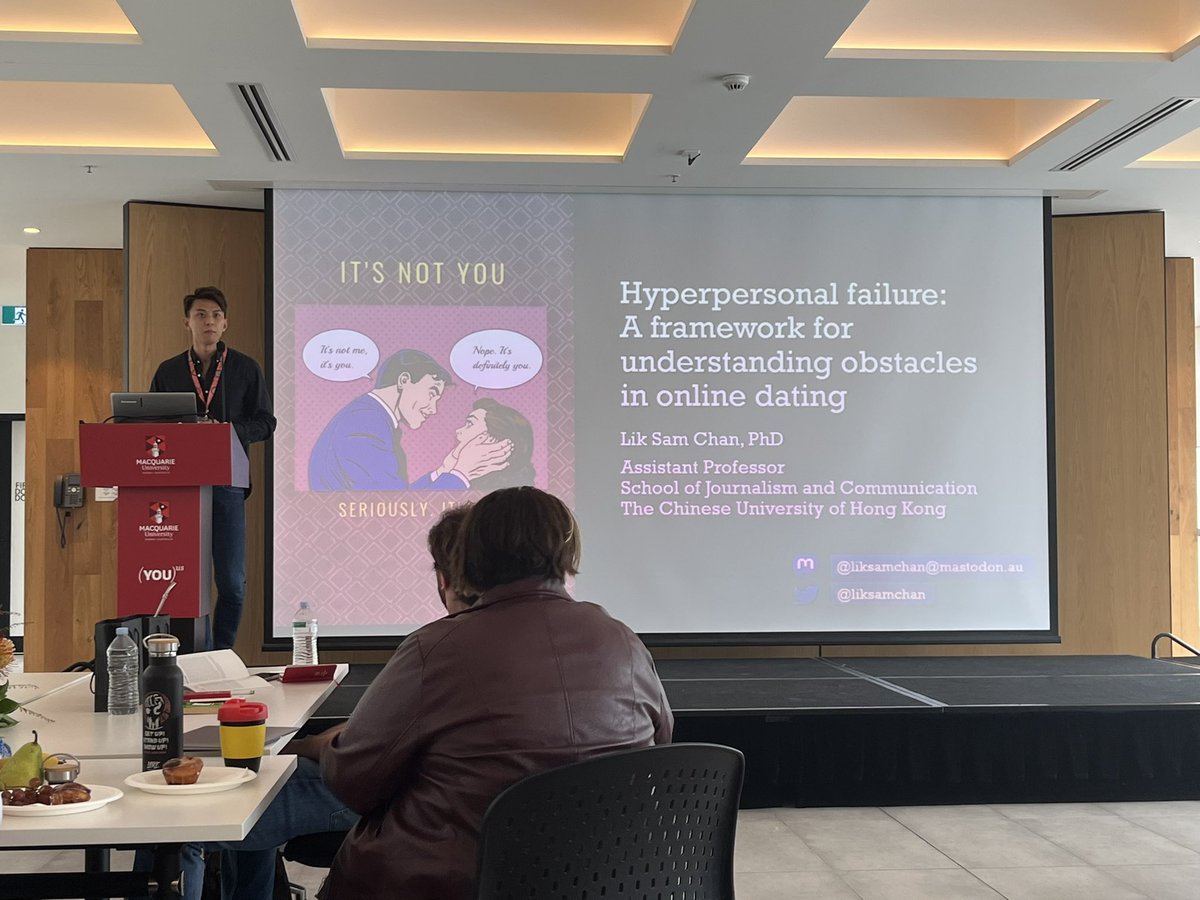 AsherFlynn's tweet photo. Fantastic presentation from @liksamchan on digital dating in Taiwan, its discontent and some of the ways it can lead to romance fraud, as well as the everyday challenges of online dating @Digitintimacies #DigInt22 https://t.co/VxmHzc2bvB
