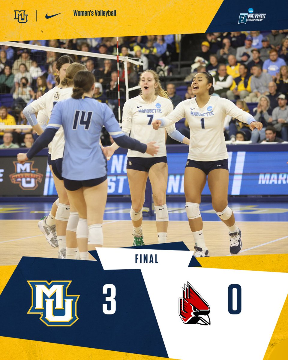 MarquetteVB's tweet photo. A first round SWEEP🧹🧹🧹

#WeAreMarquette x #NCAAWVB https://t.co/rW9Txsq4jB