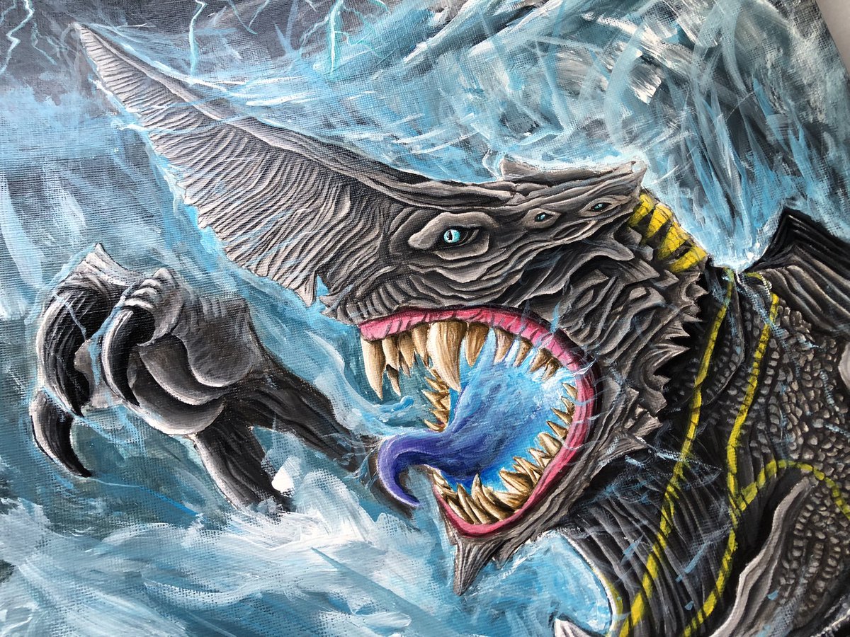kaijucentral1's tweet photo. This dude takes the spot for my favorite painting of 2022! #KNIFEHEAD #godzillaandkong #kaiju #painting #artistsontwitter #pacificrim https://t.co/E3cnvyQsFK
