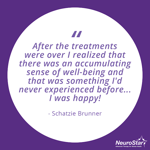 Author and former news anchor Schatzie Brunner learn that depression is a feeling of having no hope. She found NeuroStar TMS as an option for 38 years of medication, making all the difference. 

Learn more about Schatzie’s journey: 
youtube.com/watch?v=tM7svF…

Office#: (972)566-4591