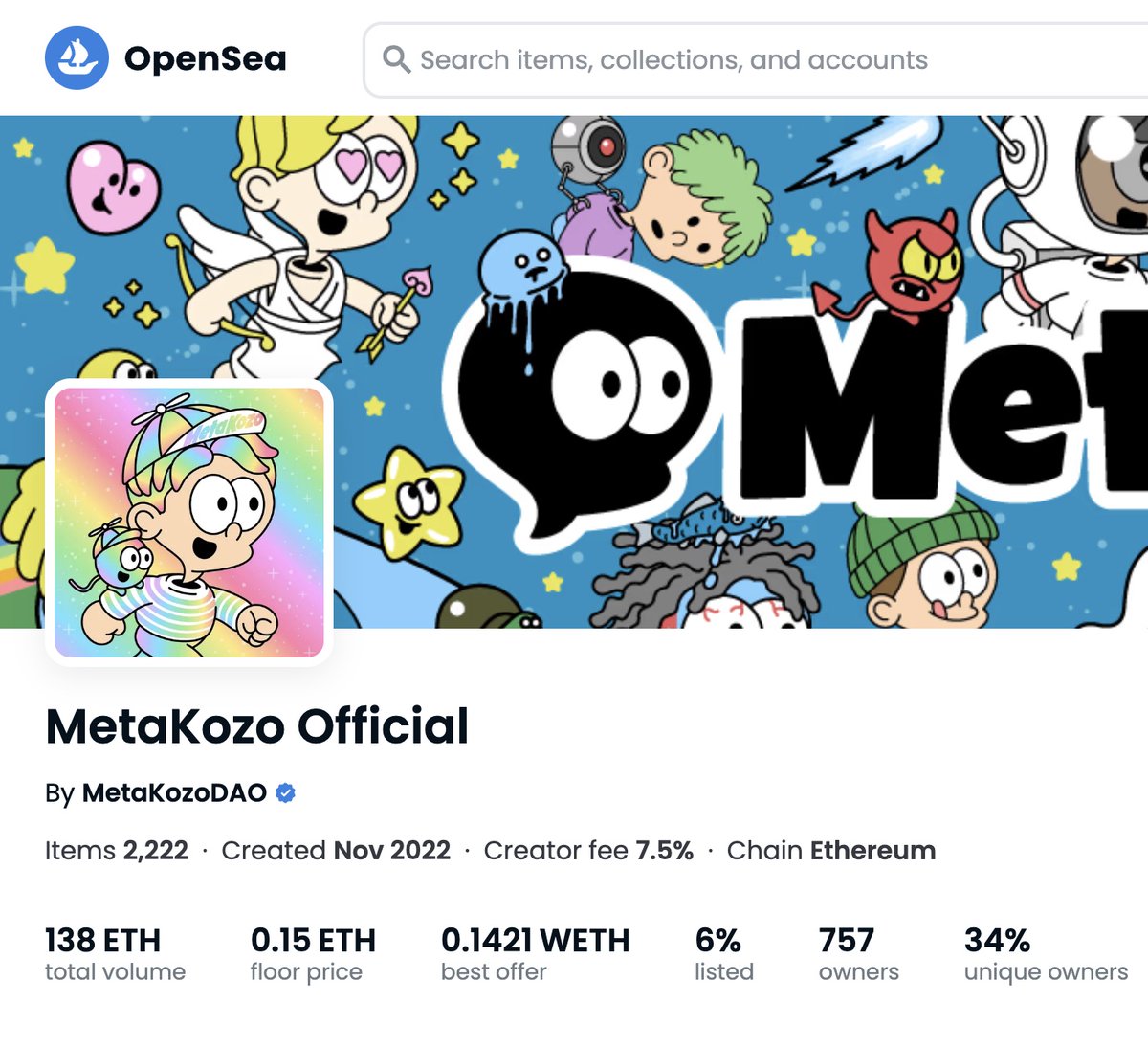 oninftcreator's tweet photo. Openseaの #MetaKozo に青いマークが付いているー！👀🔥 https://t.co/DcxUP6K1vd