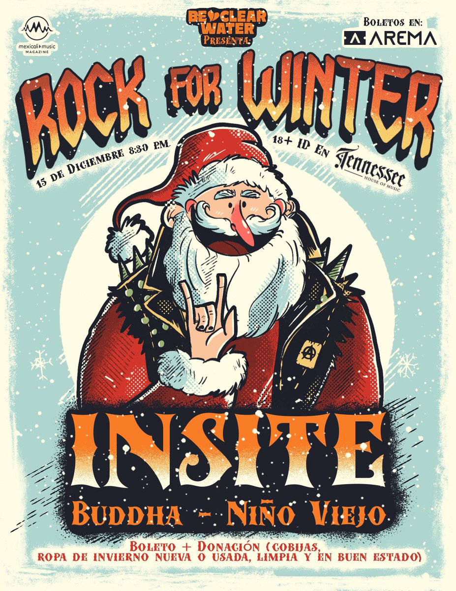 MEXICALI Los esperamos el 15 de diciembre.. adquieran sus boletos y lleven su donativo (cobijas o ropa de invierno nueva o usada) todo lo recabado sera donado a la gente viviendo en la zona del ferrocarril! Boletos: arema.mx/e/9367