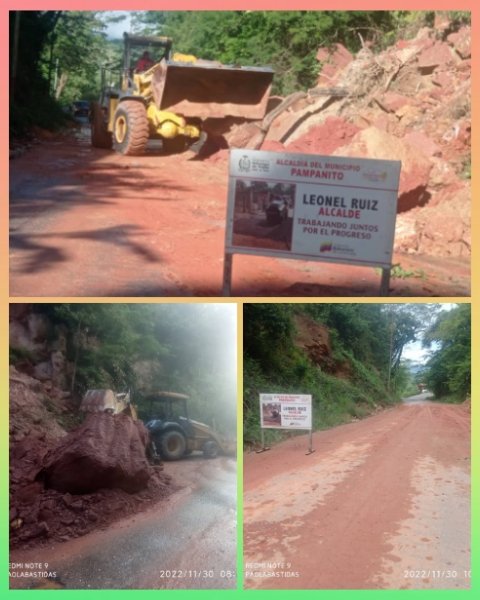 leonelruiz2022's tweet photo. #01Dic En Coordinación perfecta la Dir. de Dinfra de la @GobTrujillo y la Dir. de Infraestructura de la Alcaldia, realizan trabajos de despejes de derrumbe en la vía principal de Jiménez, dónde se produjo un deslizamiento de gran magnitud. @NicolasMaduro @Gerardo4fPsuv https://t.co/YXq4iG3tyl