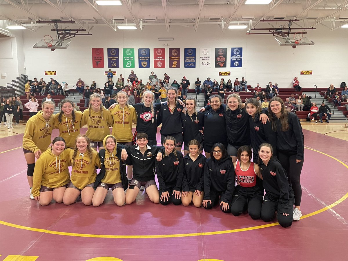 First meet and First pin of the season for the girls tonight!!  Super proud of their performance. Dual score 42-23 Conestoga. <a href="/AntlersGirls/">Elkhorn Girls Wrestling</a> <a href="/EHS_Activity/">EHS Activities and Athletics</a> <a href="/AntlersMatside/">Elkhorn 🦌 Wrestling 🤼‍♂️</a>