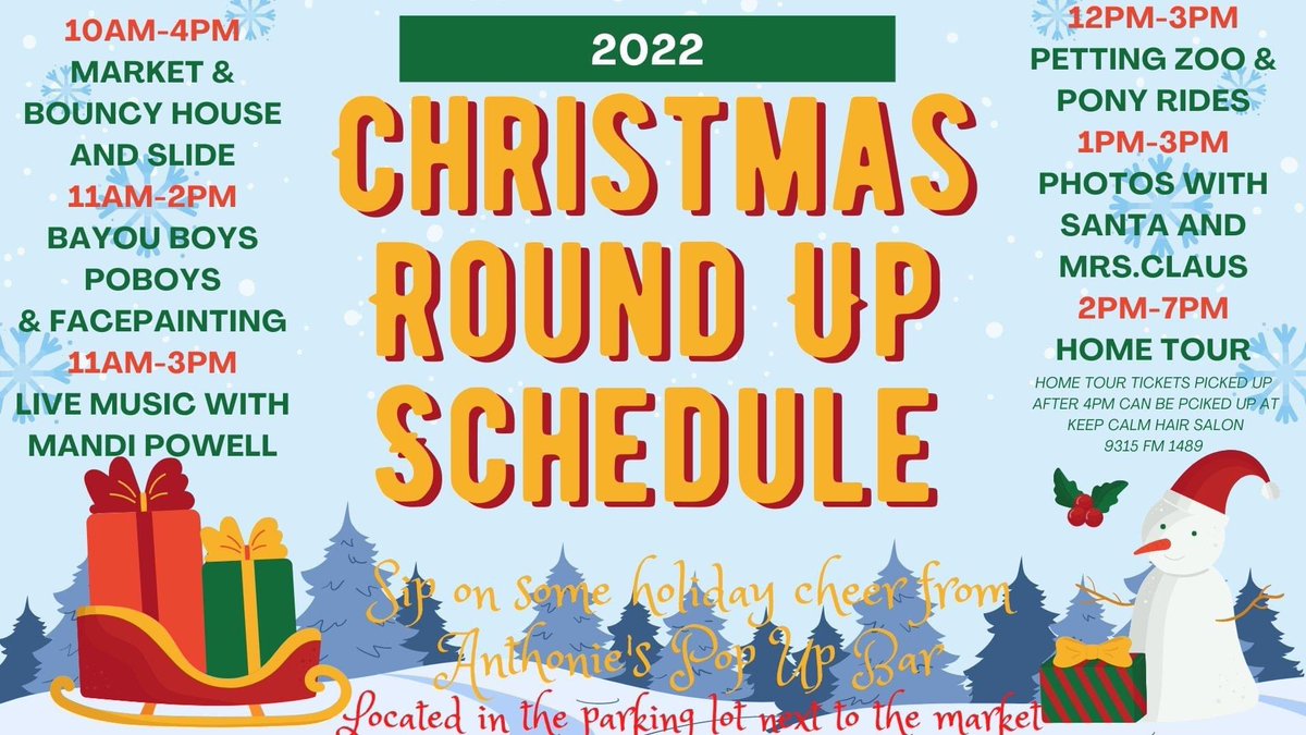 EricaMolinaTx's tweet photo. Join us this Saturday in SIMONTON Texas for the Christmas Round Up and Home Tour!! Kids crafts, bouncy house and slide, pony rides, petting zoo, live music, facepainting, pictures with Santa!!
#hounews #christmasroundupmarket #hometour https://t.co/KdrMqWHWWc