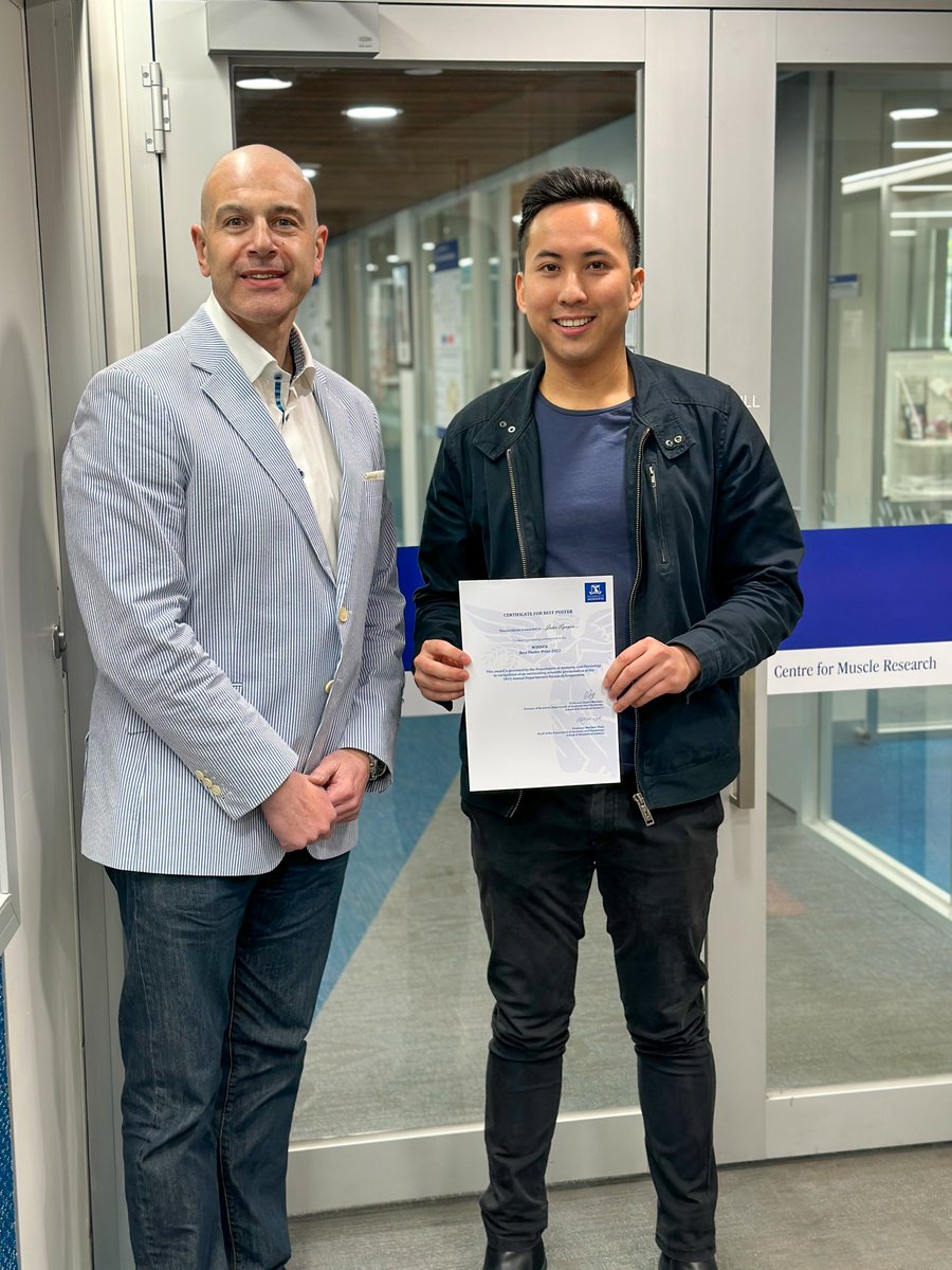 Centre for Muscle Research (@unimelbcmr) on Twitter photo Congratulations <a href="/johnhvnguyen/">John H Nguyen</a> on being awarded the Best Poster Prize at the Department of Anatomy and Physiology’s 2022 Research Symposium. John’s work investigates the metabolic regulation of muscle regeneration.
<a href="/UniMelbMDHS/">UniMelb MDHS</a>, #myotwitter, #muscle, #exercise, #regeneration Congratulations <a href="/johnhvnguyen/">John H Nguyen</a> on being awarded the Best Poster Prize at the Department of Anatomy and Physiology’s 2022 Research Symposium. John’s work investigates the metabolic regulation of muscle regeneration.
<a href="/UniMelbMDHS/">UniMelb MDHS</a>, #myotwitter, #muscle, #exercise, #regeneration