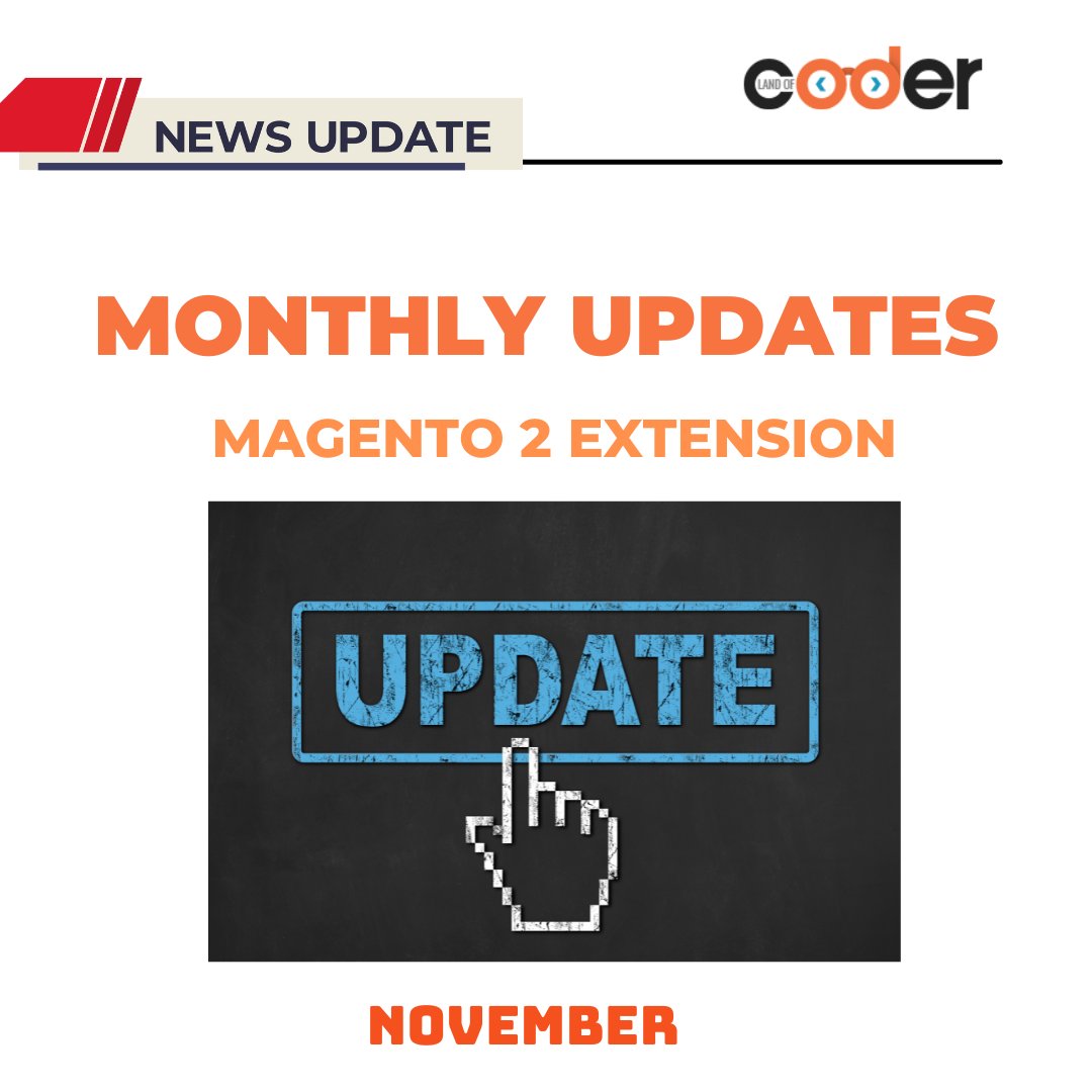 landofcoder's tweet image. 📣MAGENTO 2 EXTENSIONS MONTHLY UPDATES - NOVEMBER 2022
🌟 Let’s take a look back at what the Landofcoder team has been working on Magento 2 Extensions Monthly Updates – November 2022.
🚀Let’s check the details here: bit.ly/3XNzoEx
#landofcoder #magento2extension