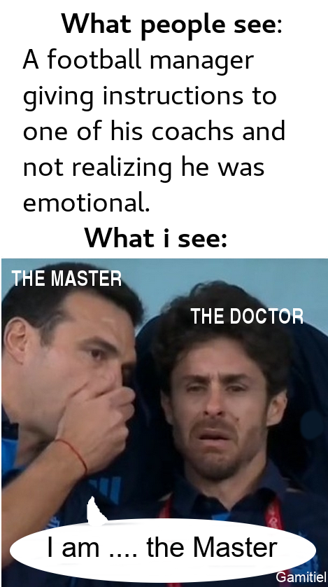 WU_arg's tweet photo. Anybody else or it's just me and @Gamitiel see the Master Revelation ?
11's Eyes
#doctorwho #themaster #thedoctor #lionelscaloni #pabloaimar #dt #entrenador #argentina #football #futbol #thedoctorfloof #thefloof https://t.co/oFOzs3Mstq