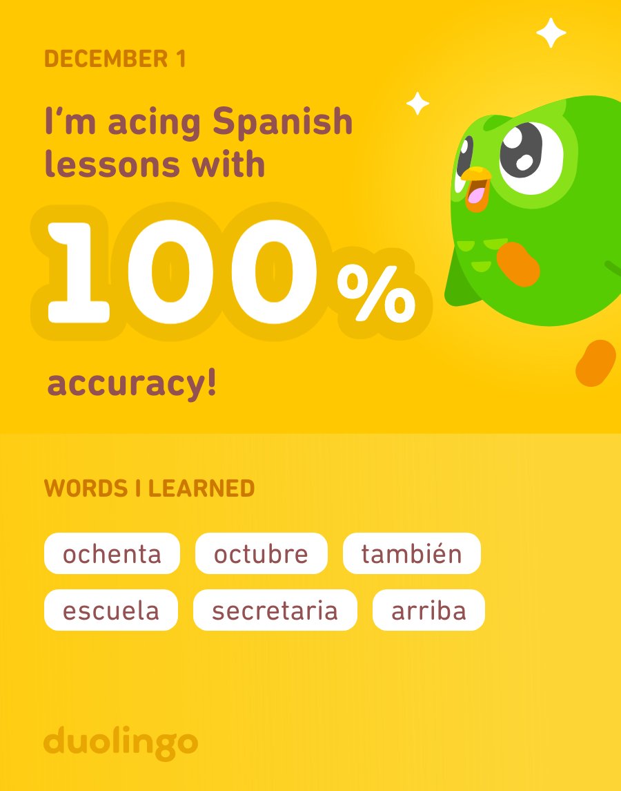 BooBoo5440's tweet image. I’m learning Spanish on Duolingo! It’s free, fun, and effective.