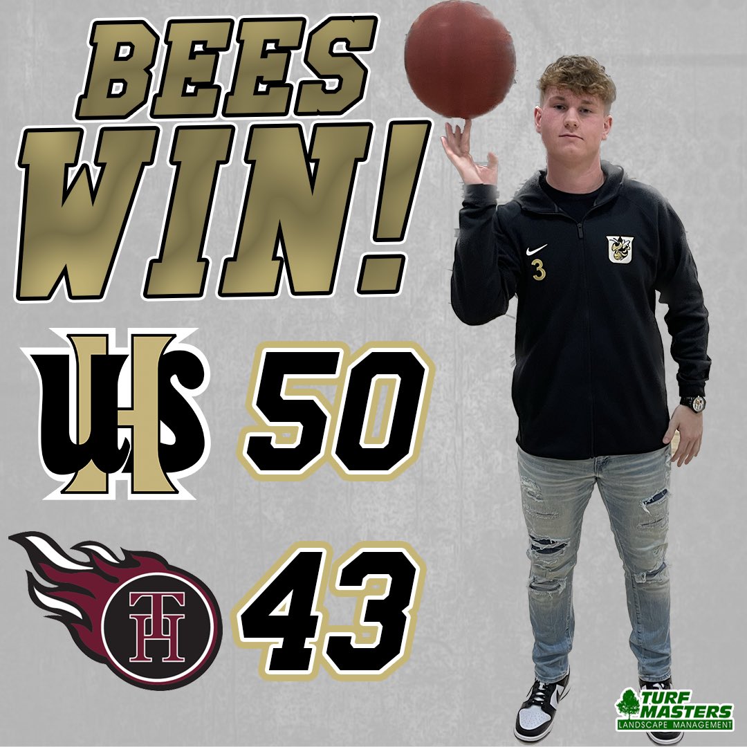 Nail biter tonight at the hive and your bees come out with the win! 🐝🔥 

AJ Nash 12 pts, 3 ast
Bronzden Chaffin 10pts, 13 rbs, 2 ast, 2 still
Clayton Harris 9 pts, 2 rbs
Hayden Petty 7pts, 3 rbs, 2 ast

Go Bees!
#GoldStateOfMind