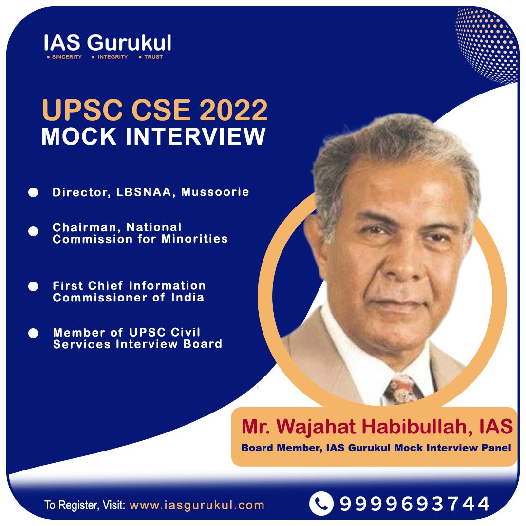 iasgurukul's tweet image. Mr. Wajahat Habibullah, IAS
Member of IAS Gurukul mock interview panel

#upscmockinterview #iasmockinterview #upsccseinterview2022