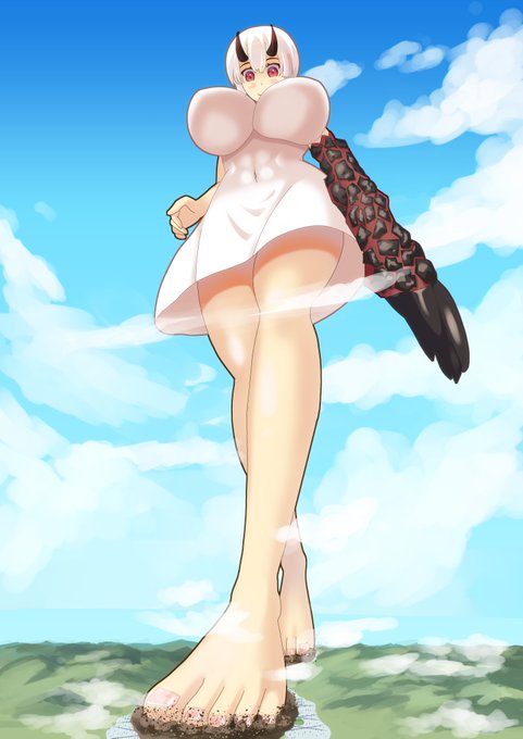 艦これの深海吹雪(巨大娘)描いてみました
#巨大娘 #giantess 