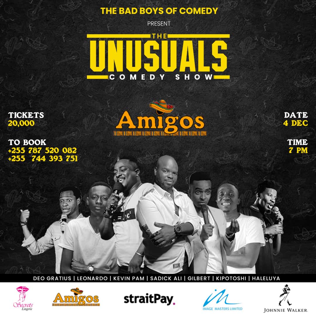 live_sadickali's tweet photo. Happening 04th Dec 🥳 at Amigos in Oyster-Bay from 7pm! Some of the Hottest🔥comics in the country! Don't miss your 🎫 TICKET! Call now for bookings! 

Amazing giveaway prizes for the night!
Tell a friend to tell a friend!
#comedyintanzania #badboysofcomedy #standup #theunusuals https://t.co/KnDTY6BH97