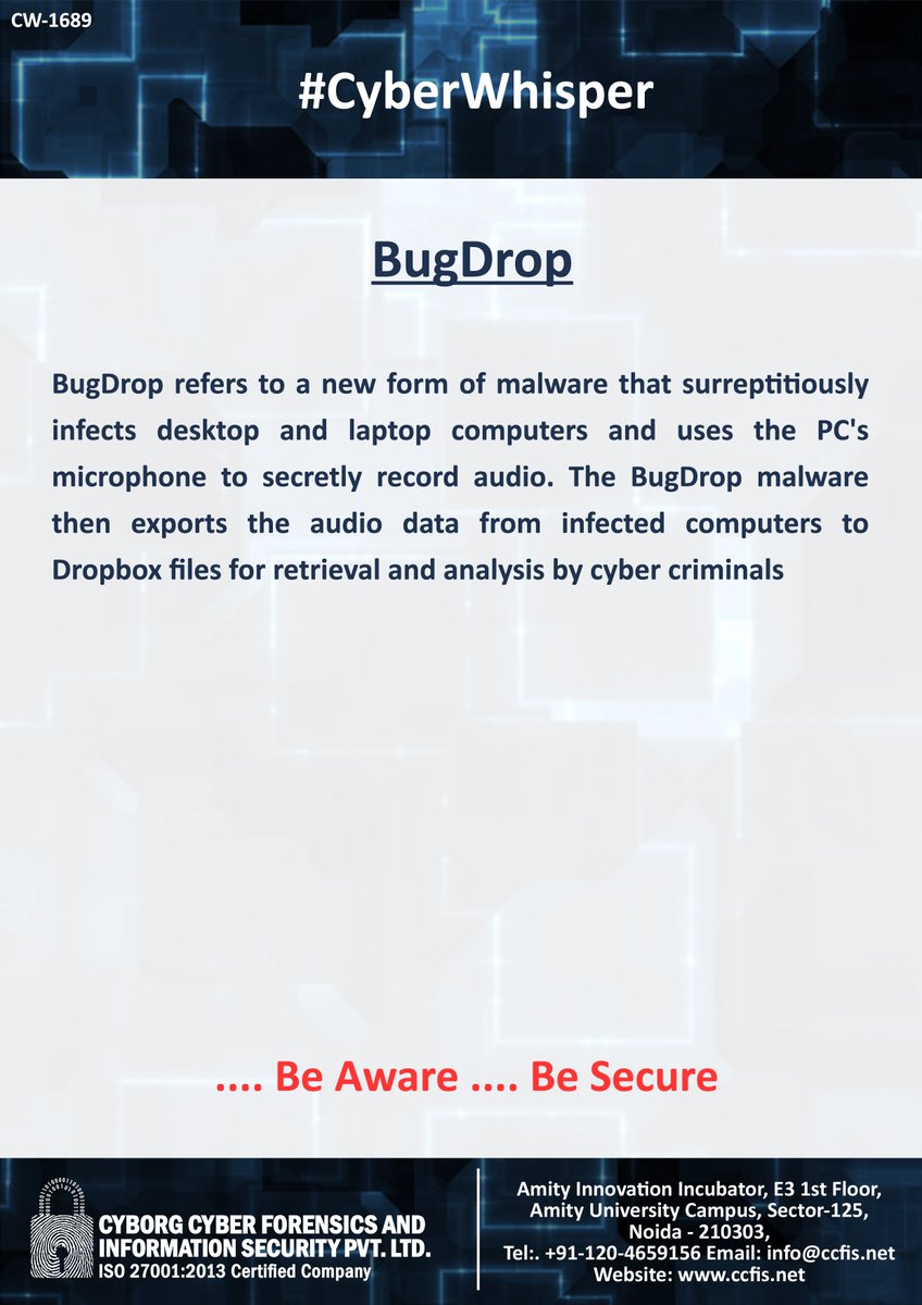 jssodhi's tweet photo. #CyberWhisper #CyberSecurity #BugDrop https://t.co/yDB0u7jppZ