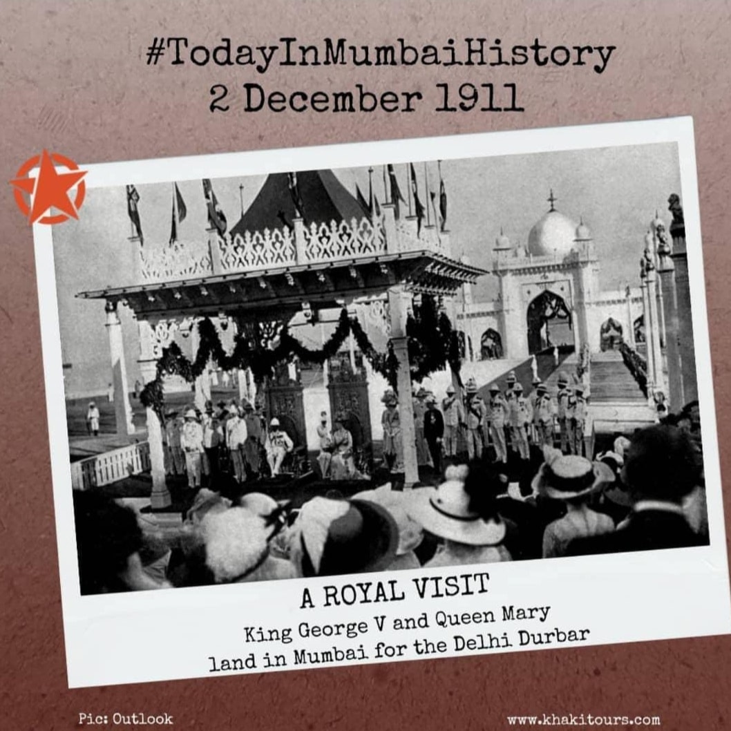 KhakiLab's tweet photo. This day, 111 years ago, #KingGeorgeV and #QueenMary became the first reigning British monarchs to visit India when they landed at #ApolloBunder. No #GatewayofIndia greeted them on arrival. (The Gateway of India was built at the spot to commemorate their visit only in 1924.) https://t.co/9YoLWoZV3B