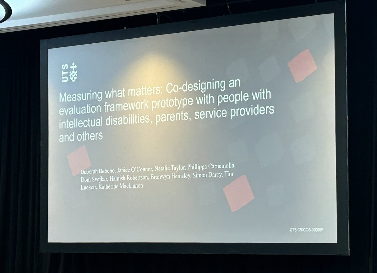 utsSoNM's tweet photo. A fantastic presentation by A/Prof @deborah_debono ‘Measuring what matters: Co-designing an evaluation framework prototype with people with disabilities, parents, service &amp; others’ @empathyEd #empathyEd22 @UTS_PH https://t.co/dSn4DUu8d6