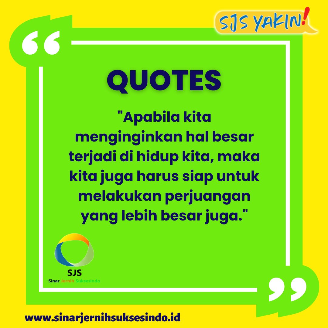 pt_sjs's tweet photo. Sekecil apapun perubahan yang akan kamu buat untuk dunia, tetaplah kamu akan tercatat sebagai bagian dari sejarah perubahan tersebut
#quotes #sinarjernihsuksesindo #sjs #kerjaplus #sjsplus https://t.co/keWAbteqJ6