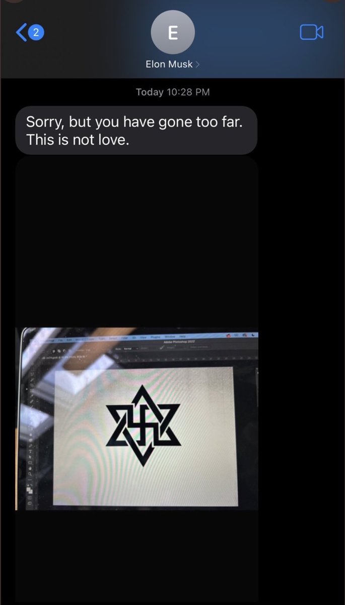 loveisphere's tweet photo. @ZTPetrizzo Kanye was suspended after posting text messages between himself and Elon Musk, not after posting the swastika. https://t.co/gsscCnr0kR