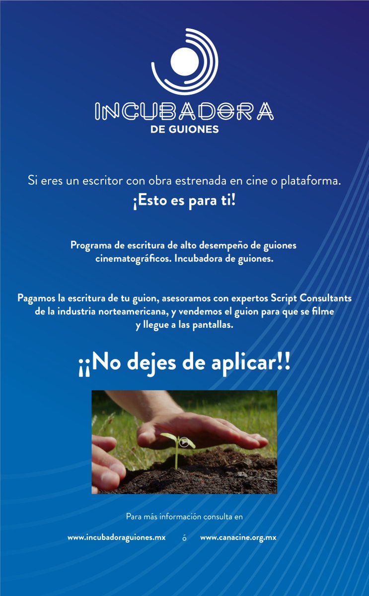 ¡Participa! Encuentra las bases en: incubadoraguiones.mx y sigue el concurso en  <a href="/CANACINE/">CANACINE</a> #guiones #guionistas #convocatoria #CONCURSO #guion